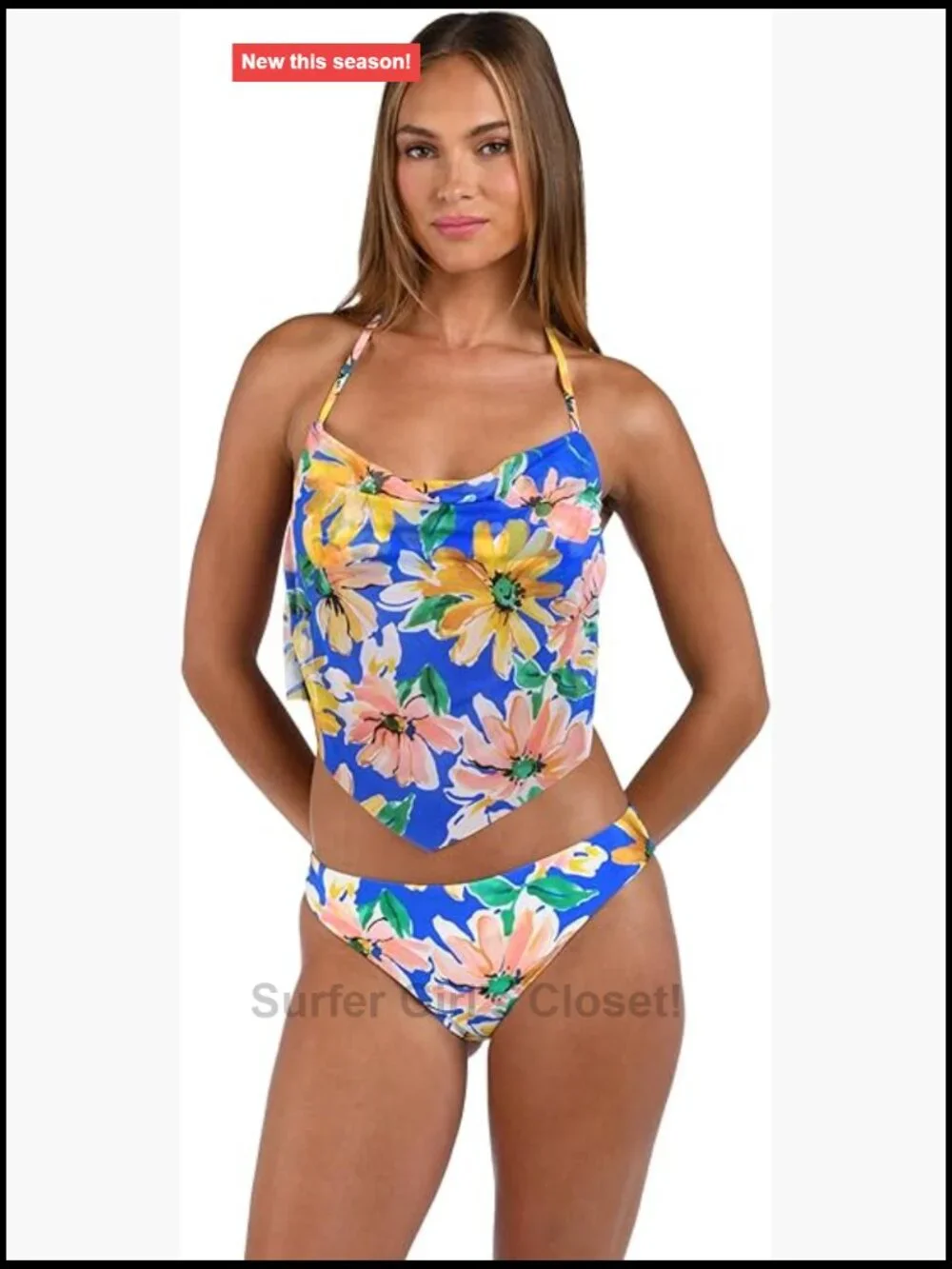 Midkini Bikini Swimsuit Top with Adjustable Halter Straps and Removable Cups